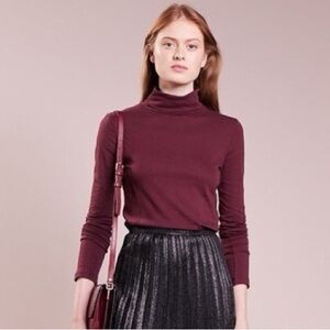 J.Crew Tissue Long Sleeve Turtleneck Top in Burgundy | Small